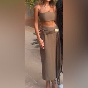 Cult Gaia Brown Asymmetrical Skirt Set